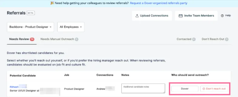 Screenshot: How to Add Referral Candidates