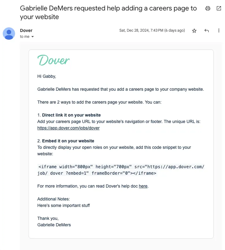 Screenshot: Email preview