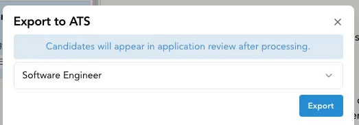 Screenshot: Manually export candidates