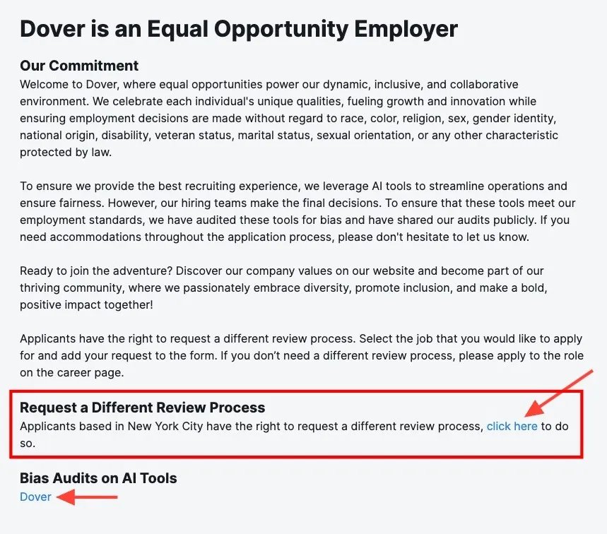 Screenshot: How to view your Equal Employment Opportunity page