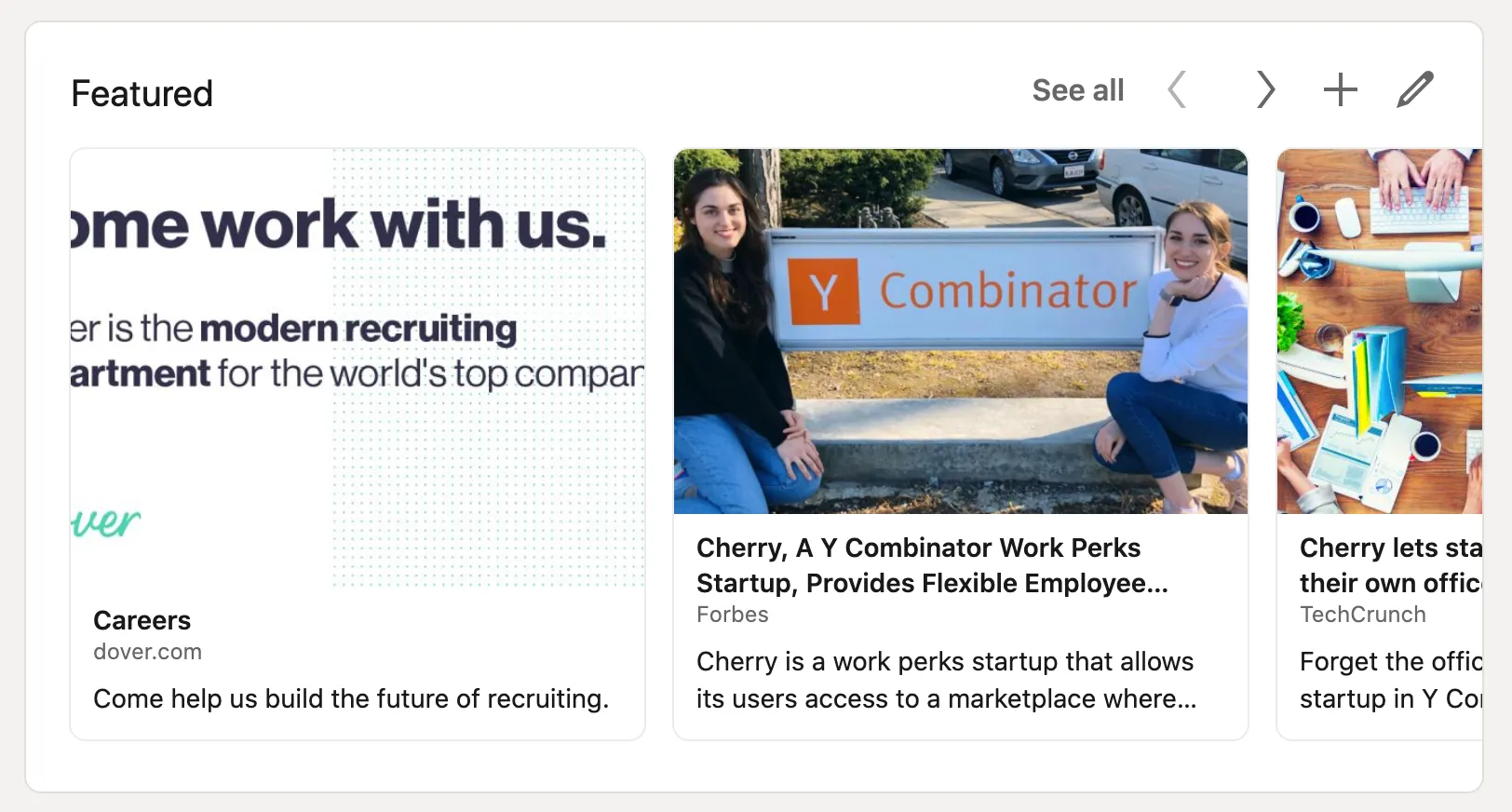 Screenshot: Tip #3 — Add web links to the “Featured” section