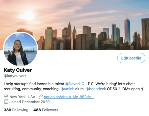 Screenshot: Twitter Bio