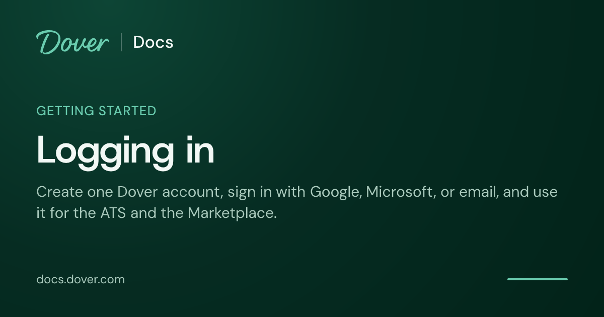Logging in | Dover Docs
